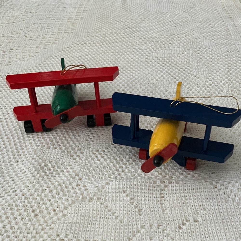 Colorful Biplane Ornament Set. - Picture 2 of 5